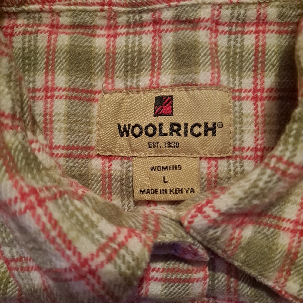 Woolrich green and red plaid flannel long sleeve button down shirt - Picture 3 of 3